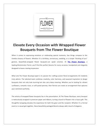 elevate every occasion with wrapped flower
