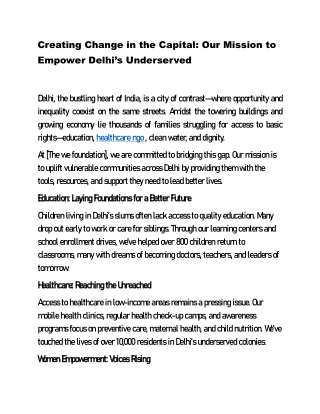 creating change in the capital our mission