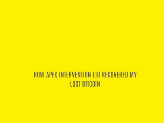 how apex intervention ltd recovered my lost