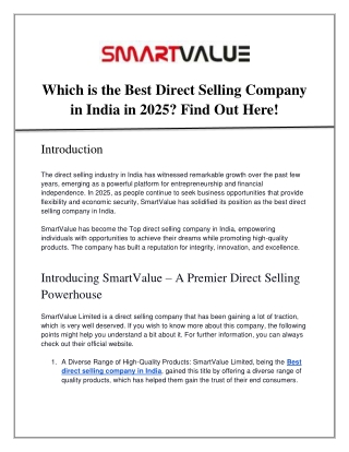 Which is the Best Direct Selling Company in India in 2025_ Find Out Here!