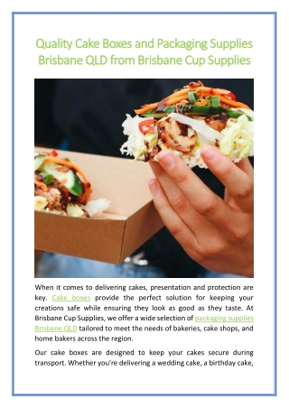 Quality Cake Boxes and Packaging Supplies Brisbane QLD from Brisbane Cup Supplies