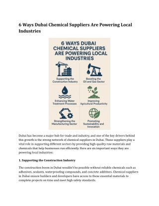 6 Ways Dubai Chemical Suppliers Are Powering Local Industries