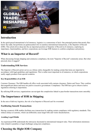 Comprehending the Relevance of IOR Services in Facilitating Cross-border eCommer