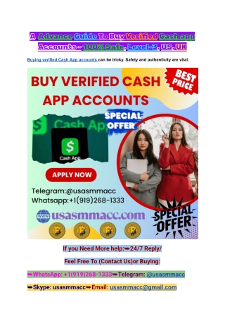 A  Advance Guide To Buy Verified Cash app Accounts - 100% Safe, Level-3, US, UK