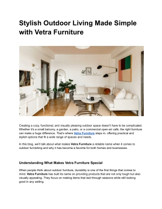 Enjoy Quality That Feels Right with Vetra furniture