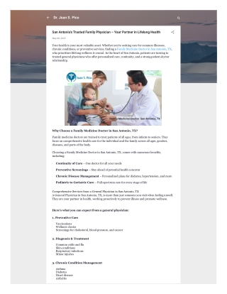 San Antonio's Trusted Family Physician – Your Partner in Lifelong Health