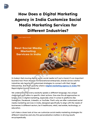 How Does a Digital Marketing Agency in India Customize Social Media Marketing Services for Different Industries_