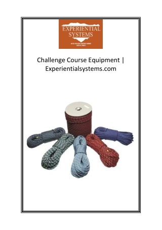 Challenge Course Equipment  Experientialsystems.com