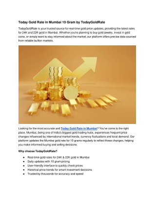 Today Gold Rate in Mumbai 10 Gram by TodayGoldRate