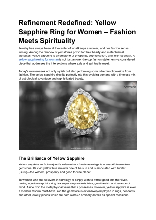 Refinement Redefined_ Yellow Sapphire Ring for Women – Fashion Meets Spirituality