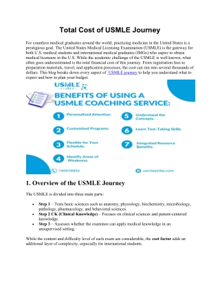 Total Cost of USMLE Journey