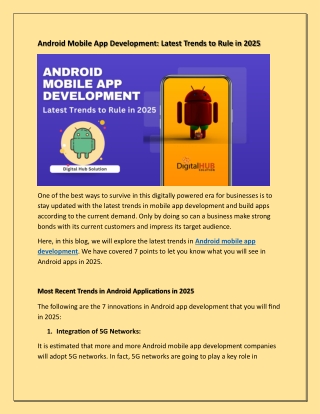 Android Mobile App Development  Latest Trends to Rule in 2025