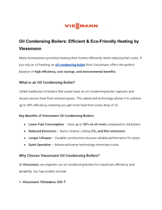 Oil Condensing Boiler - High Efficiency & Cost Savings | Viessmann