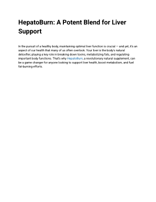 HepatoBurn_ A Potent Blend for Liver Support