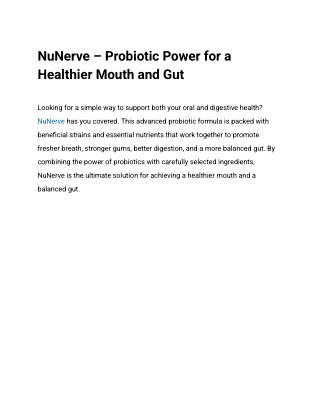 NuNerve – Probiotic Power for a Healthier Mouth and Gut - Google Docs