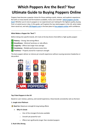 Which Poppers Are the Bes1