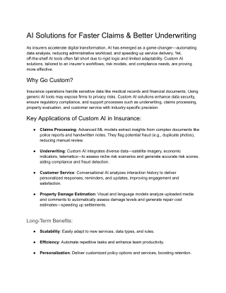AI Solutions for Faster Claims & Better Underwriting