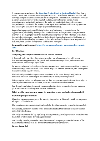 Adaptive Cruise Control System Market Size, and Outlook 2025-2037