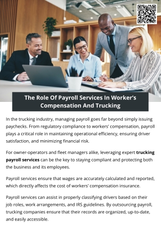 The Role Of Payroll Services In Worker’s Compensation And Trucking