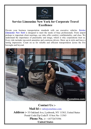 Service Limousine New York for Corporate Travel Excellence