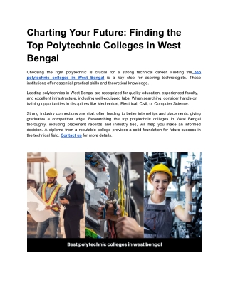 Charting Your Future_ Finding the Top Polytechnic Colleges in West Bengal