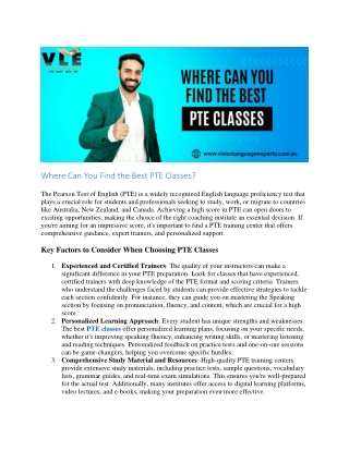 Where Can You Find the Best PTE Classes