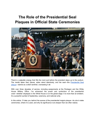 The Role of the Presidential Seal Plaques in Official State Ceremonies
