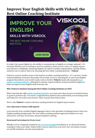 Improve Your English Skills with Viskool