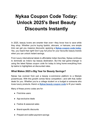 Nykaa Coupon Code Today Unlock 2025's Best Beauty Discounts Instantly