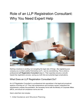Role of an LLP Registration Consultant