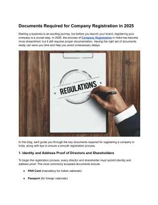 documents required for company registration