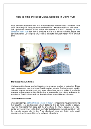 How to Find the Best CBSE Schools in Delhi NCR