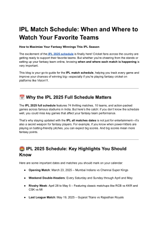 ipl match schedule when and where to watch your