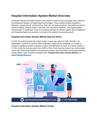 Hospital Information System Market – Industry Insights, Demand & Growth Drivers