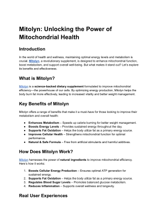 mitolyn unlocking the power of mitochondrial