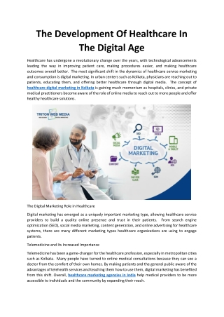 The Development Of Healthcare In The Digital Age