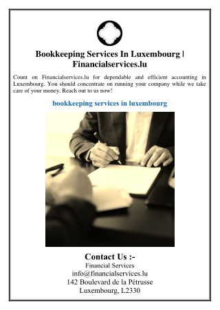 Bookkeeping Services In Luxembourg | Financialservices.lu