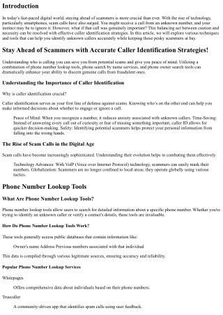 Stay Ahead of Scammers with Accurate Caller Identification Strategies!