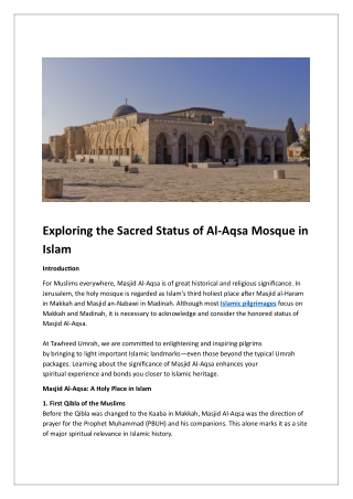 Exploring the Sacred Status of Al-Aqsa Mosque in Islam