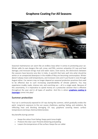 Graphene Coating For All Seasons