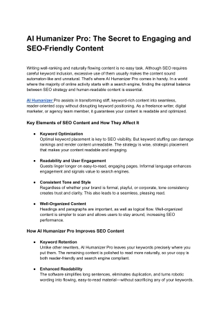 AI Humanizer Pro_ The Secret to Engaging and SEO-Friendly Content