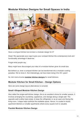 Modular Kitchen Designs for Small Kitchens in India
