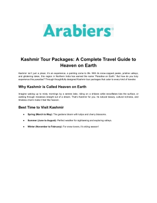 Kashmir Tour Packages_ A Complete Travel Guide to Heaven on Earth