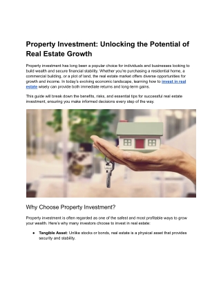 Property Investment Unlocking the Potential of Real Estate Growth