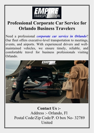 Professional Corporate Car Service for Orlando Business Travelers