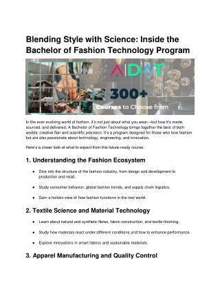 Blending Style with Science_ Inside the Bachelor of Fashion Technology Program