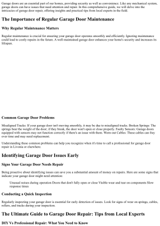 The Ultimate Guide to Garage Door Repair - Tips from Local Experts