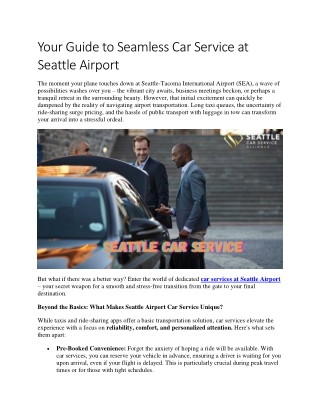 Your Guide to Seamless Car Service at Seattle Airport