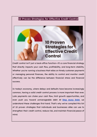 10 proven strategies for effective credit control