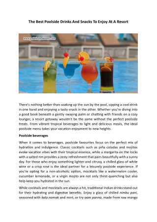 The Best Poolside Drinks And Snacks To Enjoy At A Resort